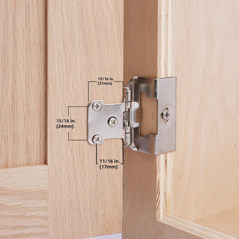 DecoBasics 1/2" Overlay Full Wrap Cabinet Hinges for Kitchen (25 Pair /50 Pcs) -Satin Brushed Nickel Around Self Closing - Image 3